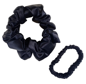 Maxi & Mini Scrunchie Duo - Midnight Black